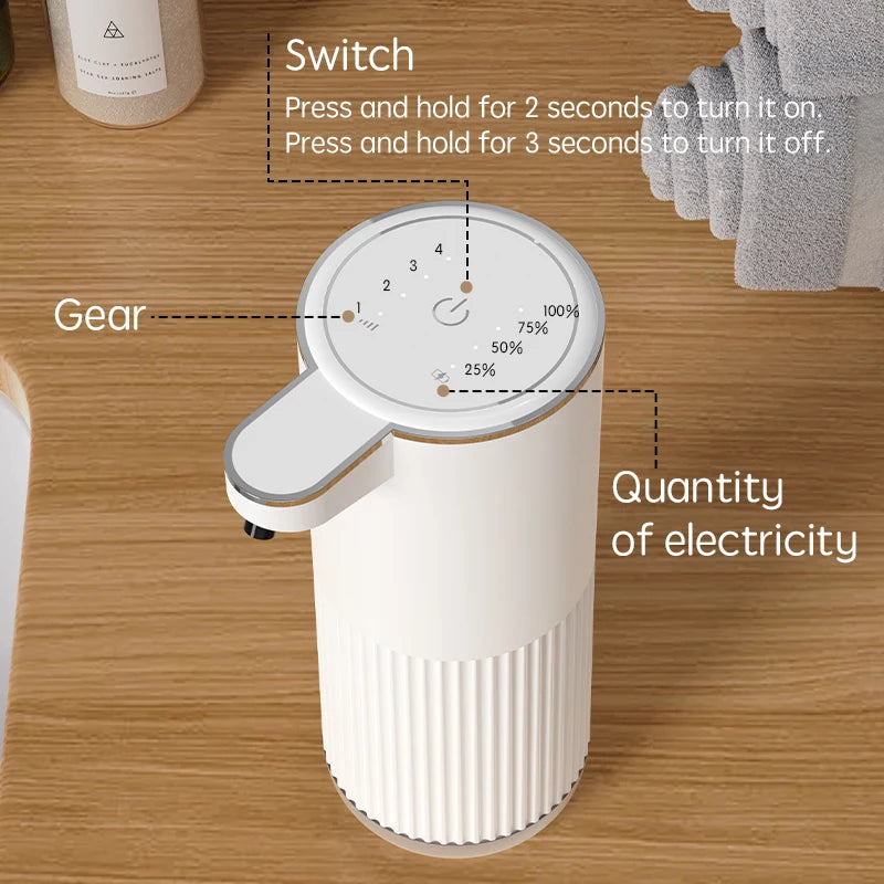 Dispensador Automático de Jabón Espumoso con Carga Tipo-C – 360 ml Blanco