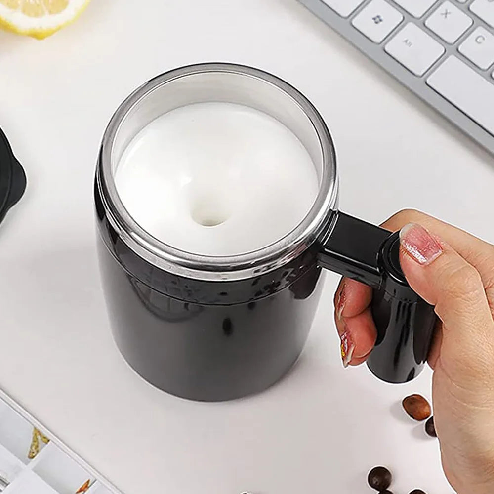 Taza Auto-Mezcladora USB Recargable – Acero Inoxidable para Café, Leche o Batidos