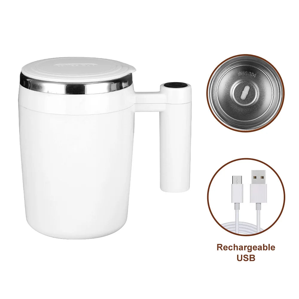 Taza Auto-Mezcladora USB Recargable – Acero Inoxidable para Café, Leche o Batidos