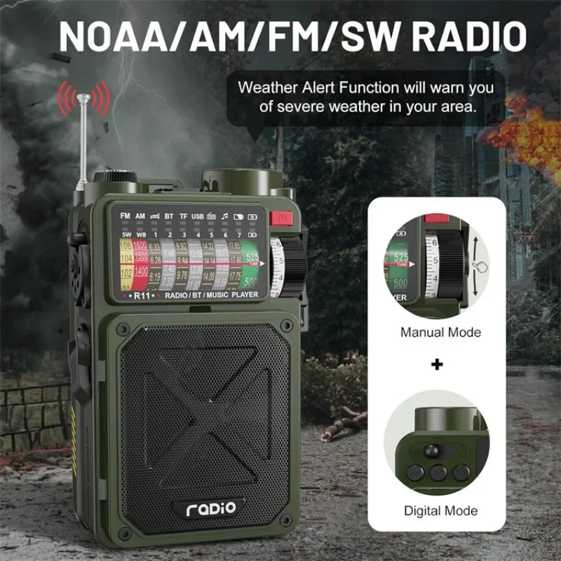 Radio Solar Portátil con AM/FM, Bluetooth y SOS