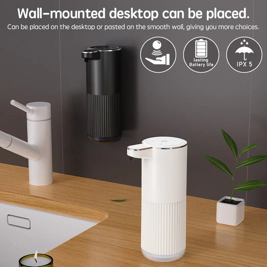 Dispensador Automático de Jabón Espumoso con Carga Tipo-C – 360 ml Blanco
