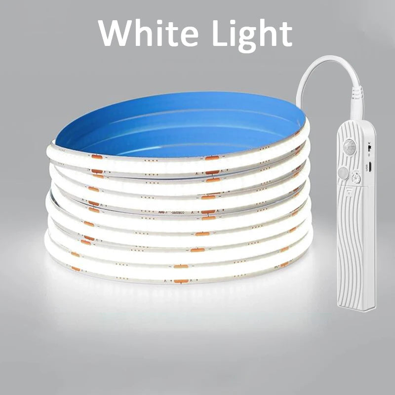 Tira LED con Sensor de Movimiento – Luz COB a Pilas para Escaleras, Armarios o Dormitorio
