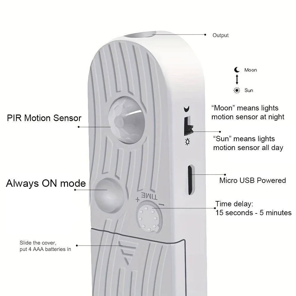 Tira LED con Sensor de Movimiento – Luz COB a Pilas para Escaleras, Armarios o Dormitorio