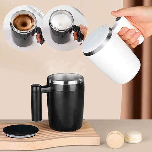 Taza Auto-Mezcladora USB Recargable – Acero Inoxidable para Café, Leche o Batidos